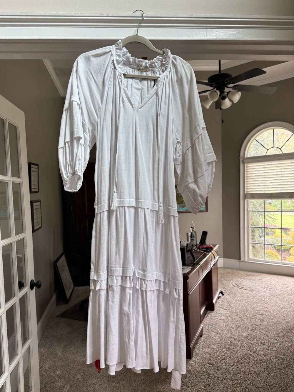 Elie Tahari White Ruffle Tiered Women's Dress 0 XS